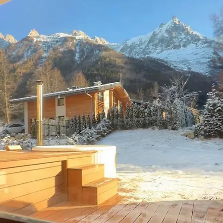 公寓 De Luxe Avec Jacuzzi, Vue Montagne Et Jardin 霞慕尼